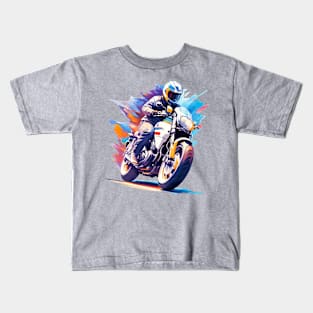 Motorcycle In Watercolor Style - Ai Art Kids T-Shirt